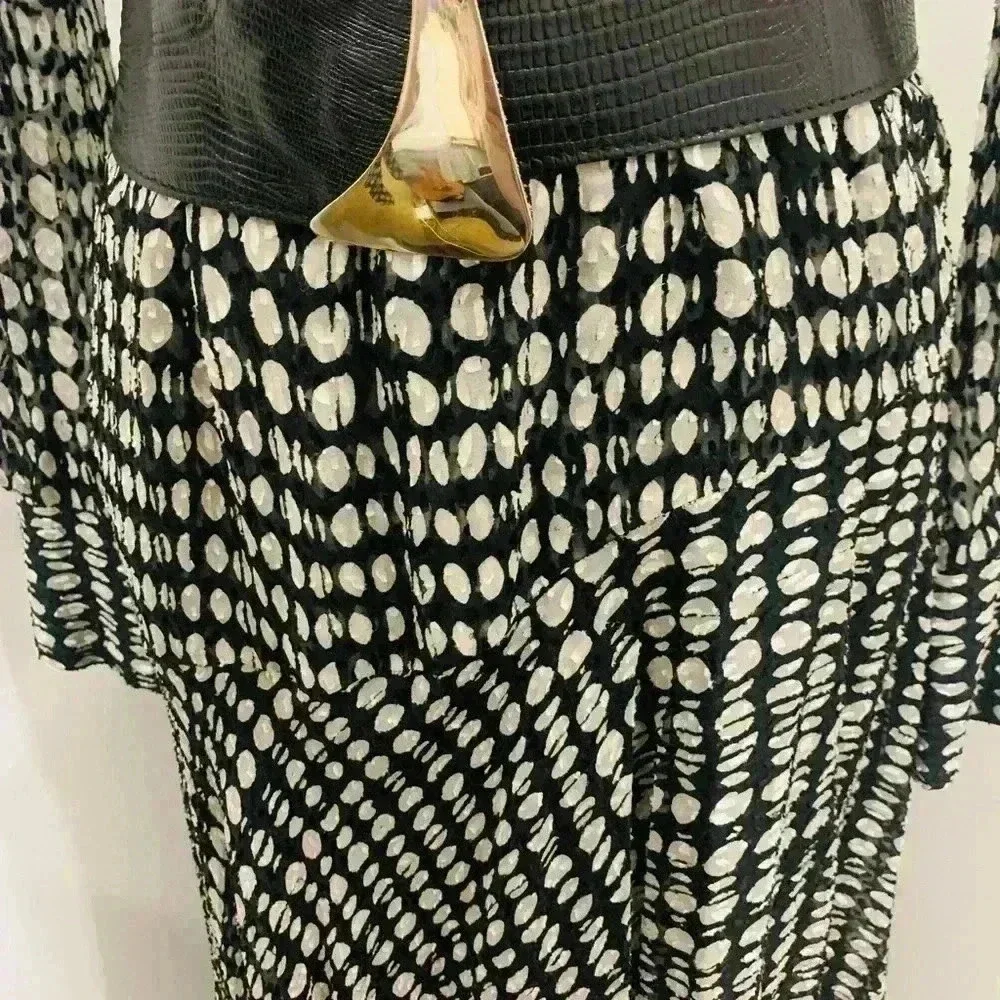 Theory Tie-Neck Long-Sleeve Broken Oval Silk-Blend Scarf Wrap Dress NWT - Picture 13 of 15
